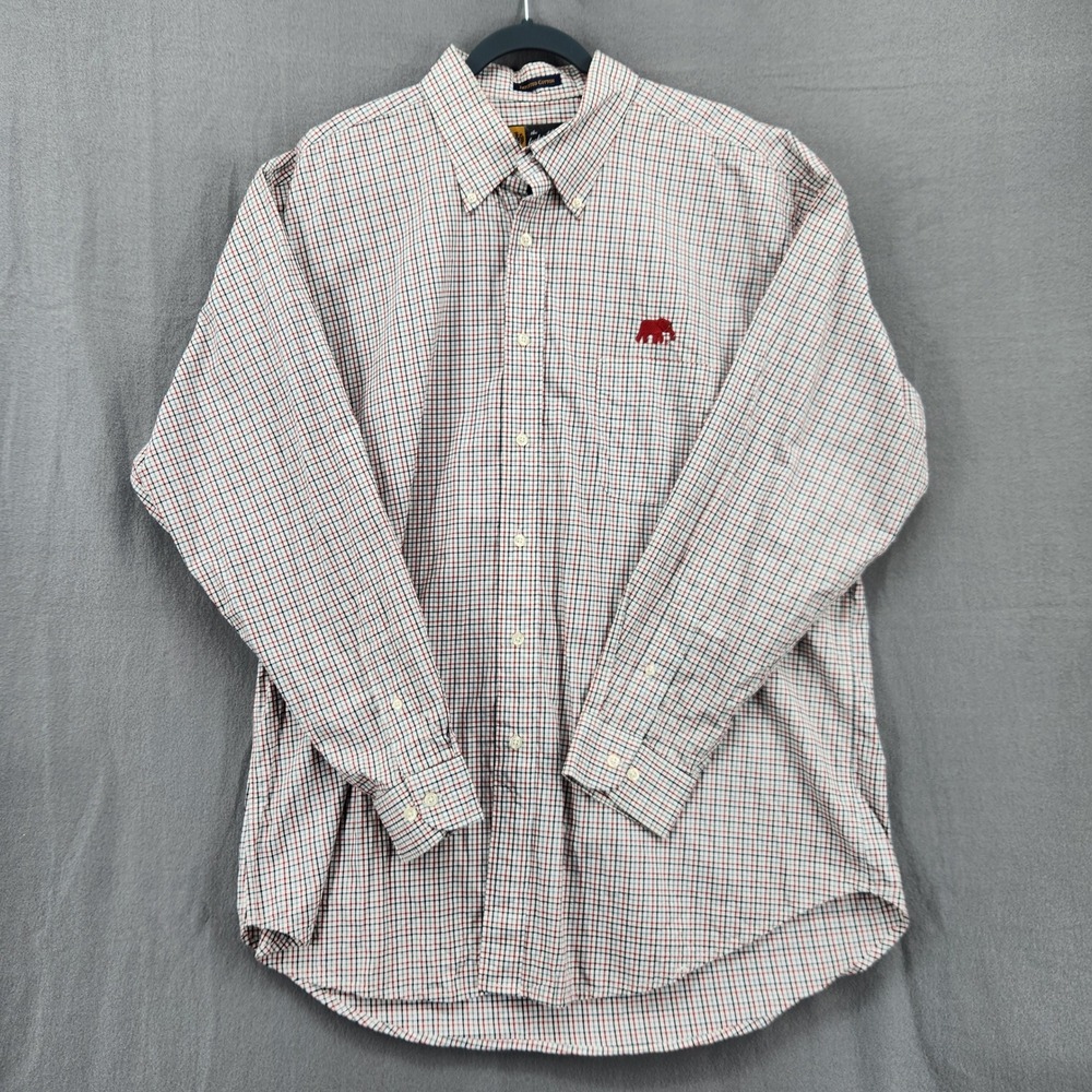 The Locker Room Mens XL Red‎ Elephant Tattersall Check Cotton Button Down Shirt